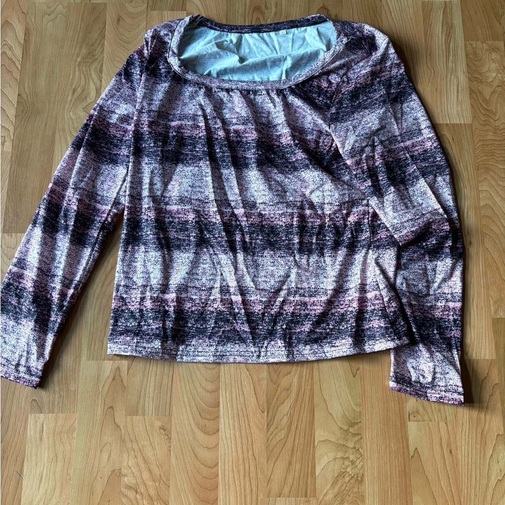 Stylish Women's Long Sleeve Top - Pink and Black